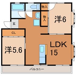 羽屋新町 徒歩15分 2階の物件間取画像